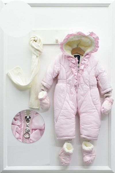 Colors Land Baby Girl Astronaut Jumpsuit and Scarf - Pink