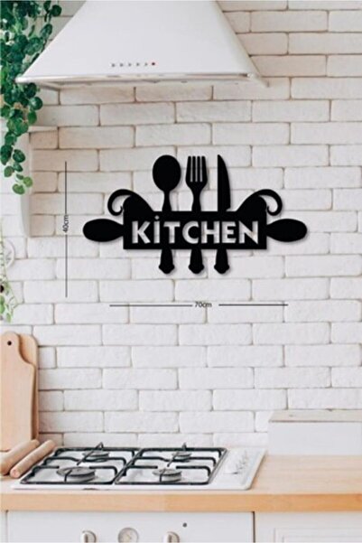 NT Handmade Ahşap Dekoratif Siyah Kitchen Yazılı Mutfak Tablo Süsü