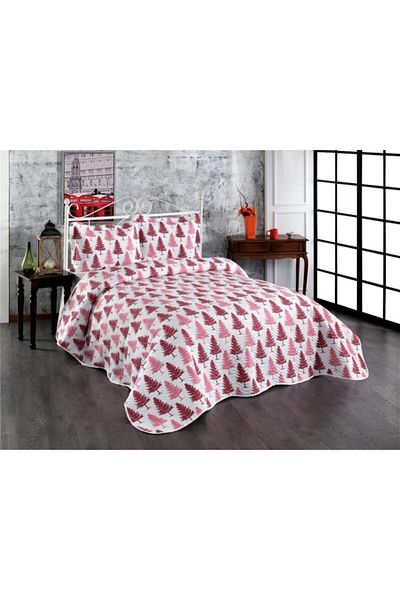 BELENAY Wood Claret Red Double Quilted Bedspread