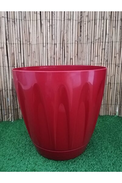 Asenya Çiçek Saksısı 12 Lt 1 Adet Kırmızı Renkli Saksı Yuvarlak Saksı Iç Meka...