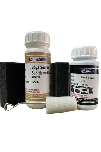 Point Siyah Deri Boyası ve Sabitleme Cilası Sünger Direksiyon Döşeme Ayakkabı Deri Boyası Seti
