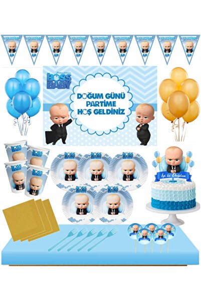 Masal Şekerleme Patron Bebek Afişli Set 16 Kişilik Doğum Günü Set