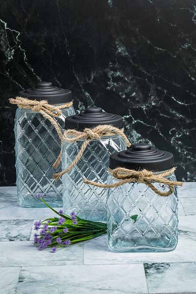 Wonder Luxury Special Design Nostalgia Series 3-Piece Luxury Glass Jar Set Storage Container