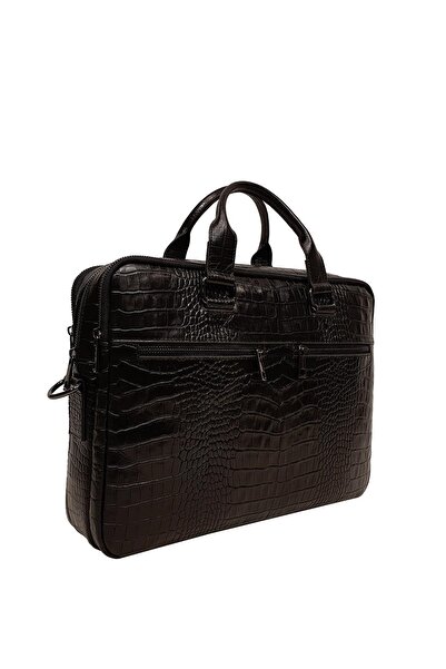 GENTE Genuine Leather Unisex Laptop & Briefcase Black Gn071899dkr
