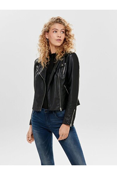 ONLY Γυναικείο δερμάτινο μπουφάν μαύρο 15153079 Onlgemma Faux Leather Bıker O...