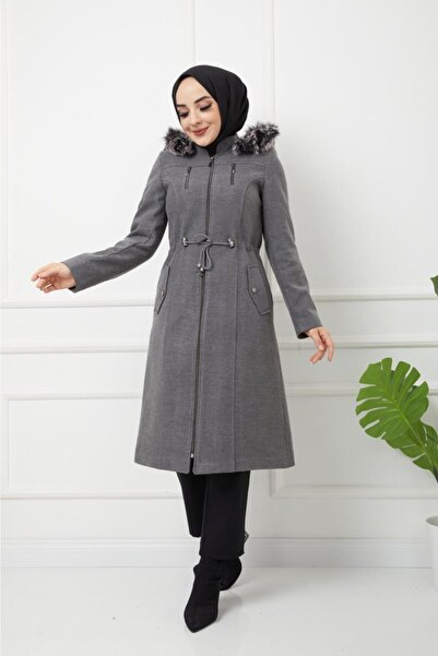 KMKkombin Full Length Women's Cashmere Cashmere Hooded Fur Coat Coat