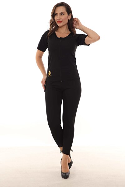 SAUNA SUIT Γνήσιο θερμικό καλσόν βίντεο και σετ αδυνατίσματος με κοντό μανίκι με φερμουάρ