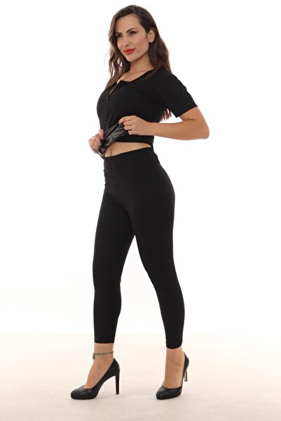 SAUNA SUIT Γνήσιο θερμικό καλσόν βίντεο και σετ αδυνατίσματος με κοντό μανίκι με φερμουάρ