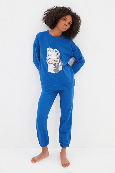 Trendyol Collection Navy Printed Knitted Pajamas Set THMAW22PT1061
