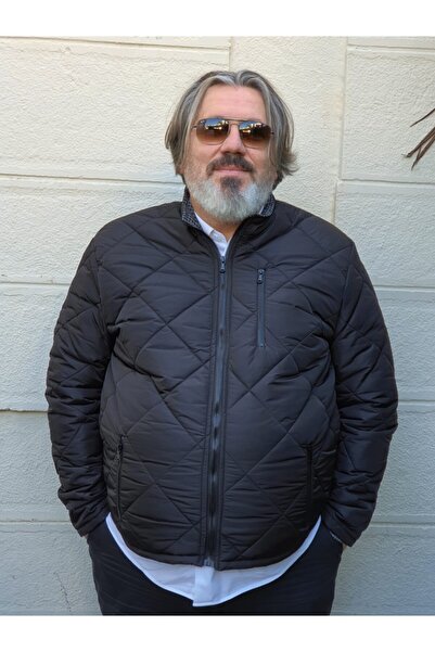 STONCS Ανδρικό Μαύρο Oversized Plus Size Χειμερινό καπιτονέ παλτό