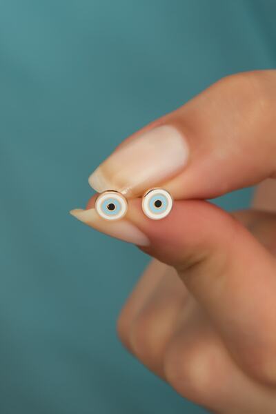 Nereze 925 Ayar Gümüş Minimal Mineli Yuvarlak Model Küpe