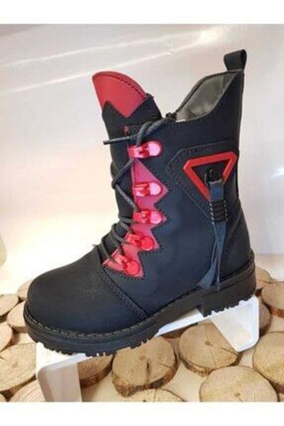 Twingo Twıngo 7005 Black Red Children's Fur Lined Boots