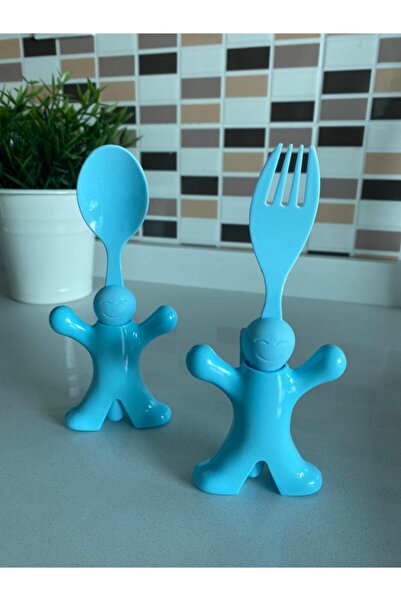 Bayev Çocuk Yemek Seti Figürlü Mama Tabağı Çatal Kaşık- Mavi