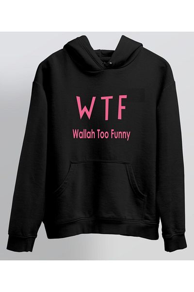 venüsdijital Wtf Wallah Too Funny Design Unisex Μαύρο κουκούλα