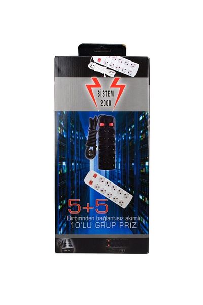 SİSTEM 2000 5+5 10-Piece Black Wireless Switched Group Socket