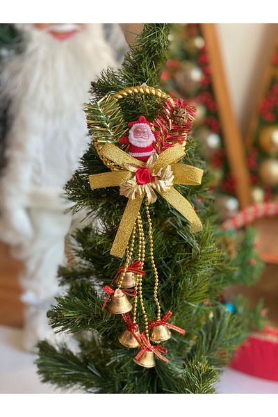QUEEN AKSESUAR Christmas Luxury Door Wall Pine Tree Pendant Garland Chain Chime Ornament Santa Claus Bell
