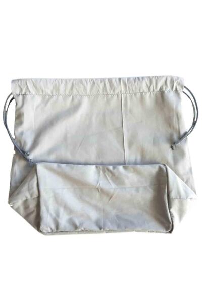 angel çanta aksesuar Örgü Çantaya Hazır Astar Tabanlı Büzgülü 22x12cm Açık Gri