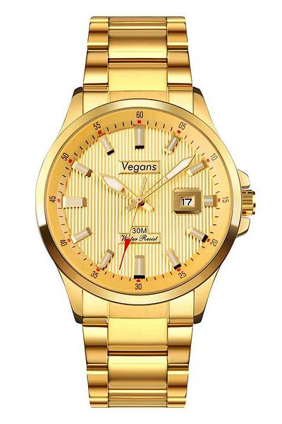 Vegans Men's Wristwatch with Calendar and Steel Strap