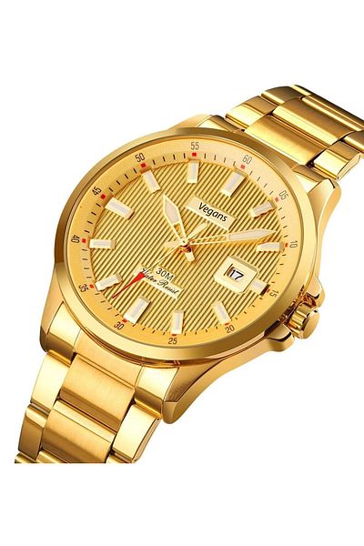 Vegans Men's Wristwatch with Calendar and Steel Strap