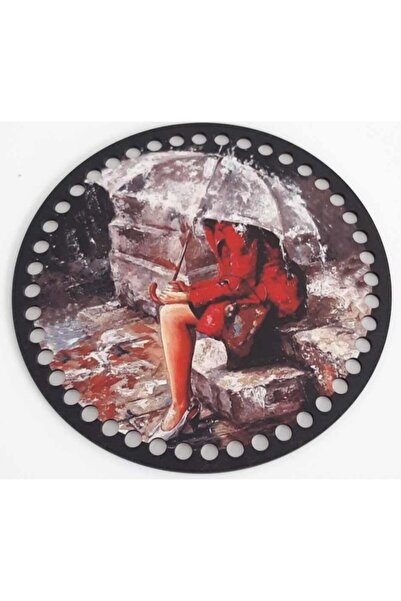 angel çanta aksesuar Placa ilustrata din lemn cu diametrul de 19 cm