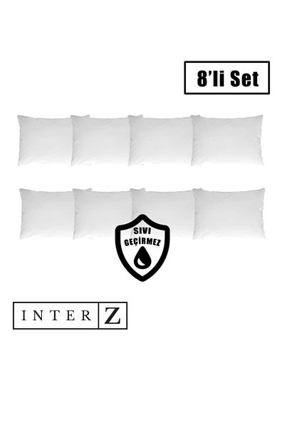 INTER Z Set of 8 Liquid Proof Pillow Protector Mattress Cover with Zipper, 50x70 Cm