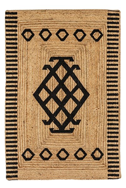 Cool Halı Bolero X-09 Siyah Renkli Jüt Halı El Dokuma Natural Hasır Halı El Ö...
