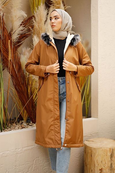 InStyle Γούνινο παλτό Polar 2440 - Καφέ