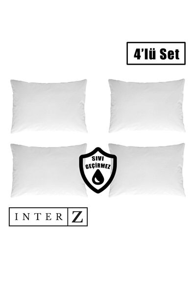 INTER Z Set of 4 Liquid Proof Pillow Protector Mattress Cover with Zipper, 50x70 Cm