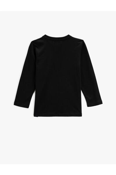 Koton T-shirt z nadrukiem Batmana, bawełniany, cekinowy, z długim rękawem