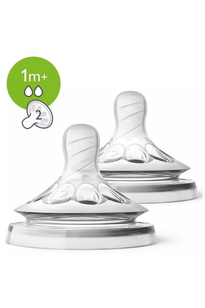 Philips Avent Natural Baby Bottle Nipple with 1 Hole 1+ Month Slow Flow Double Pack