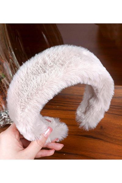 BAHELS Banda de păr pentru femei Vanilla Plush Furry Crown