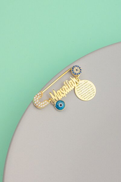 Miavi Silver 925 Ayar Gümüş Maşallah Yazılı Nazar Sallantılı Dualı Bebek Iğnesi