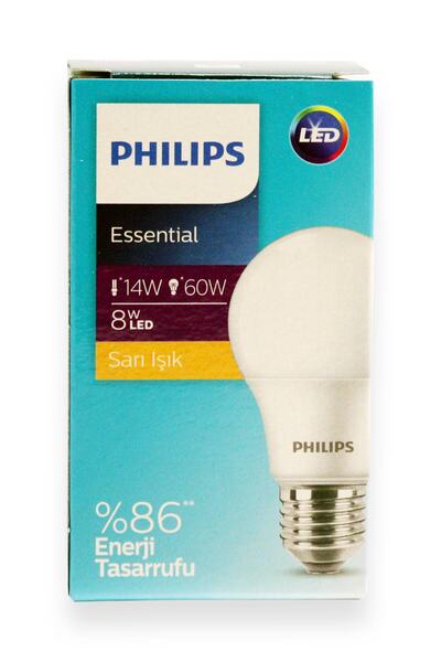 Philips Phılıps 8 Watt Led Ampul E-27 Duy Sarı Işık 2700k 12 Adet 8w Led