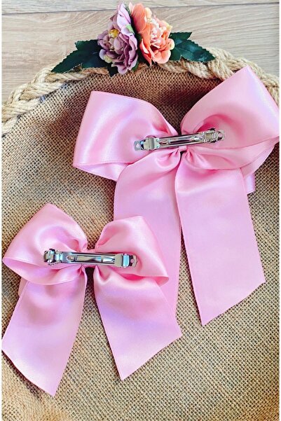 Yeşim Aksesuar Mother Daughter Satin Bow Automatic Buckle Set