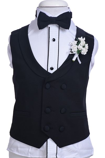 ceocuk Black Tuxedo Model Double Breasted Vest Children's Set
