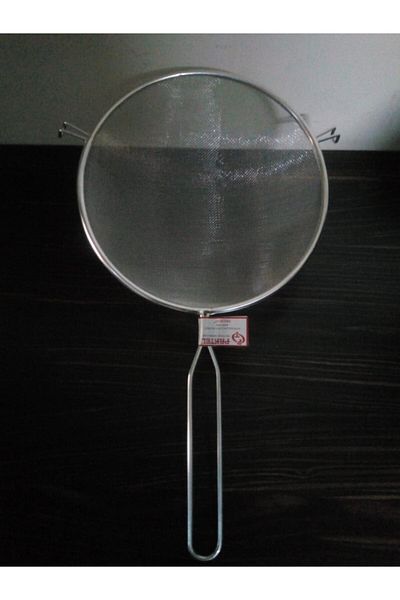 ELİTEHOME Metal Handle Pewter Flour - Milk - Sugar - Pulses Strainer 22 Cm