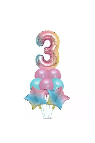 parti sürprizi مجموعة بالونات يونيكورن قوس قزح بعمر 3 سنوات