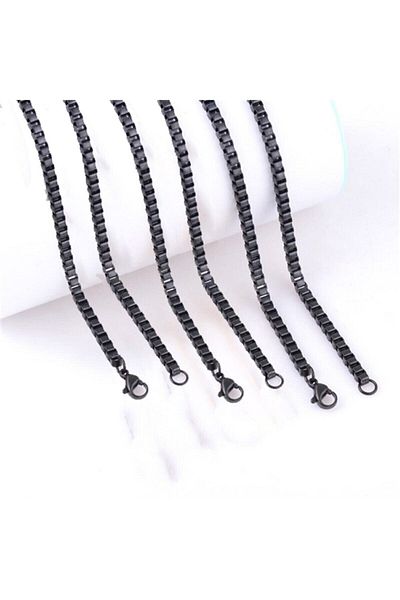 The Collection Unisex Black Cube Steel Necklace