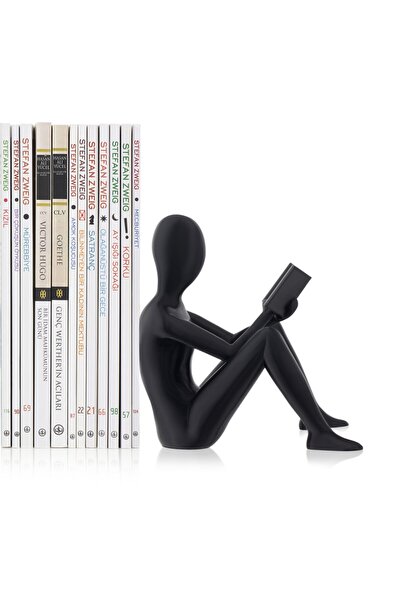 BCOVERART Tasarım Kitap Tutucu- Okuyan Adam- Siyah
