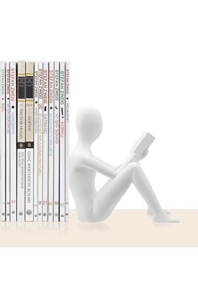 BCOVERART Tasarım Kitap Tutucu- Okuyan Adam Beyaz