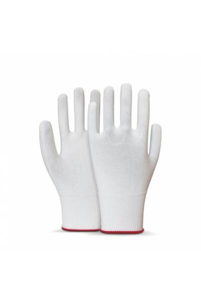 Beybi Polyester Örgülü Beyaz 10 Beden Kasiyer Eldiven 10lu Paket