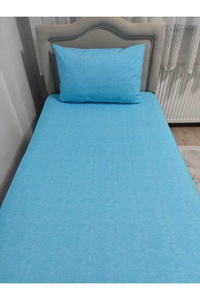 Mert Single Ranforce Turquoise Elastic Sheet + 1 Pillow Case