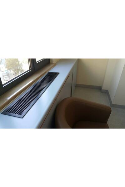 Alücan Alüminyum Şömine Menfez Mobilya Dolap Kapı Menfezi Iç Ölçü 50*10 Cm Paslanmaz Metalik Gri