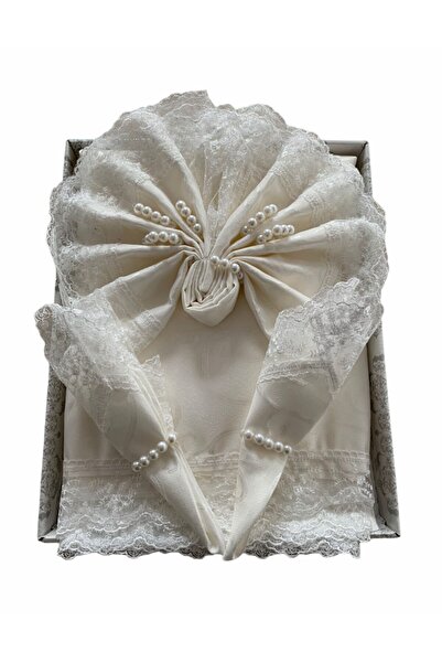 Köşem Çeyiz طقم أواني طعام مكون من 18 قطعة من قماش Kdk كريمي