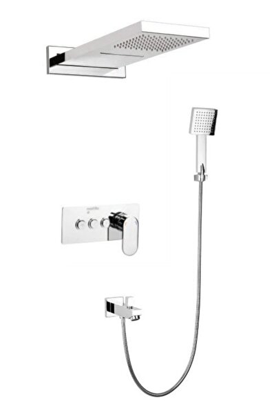 Mistillo Üç Yönlü Ankastre Comfort Panel Şelale Duş Seti Kare Tepe Duş Başlığı Ve Kare El Duşu