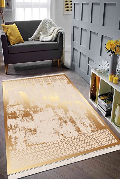 Modern home Metalik Detay Eskitme Dijital Baskı Salon Halısı Yıkanabilir Kaym...
