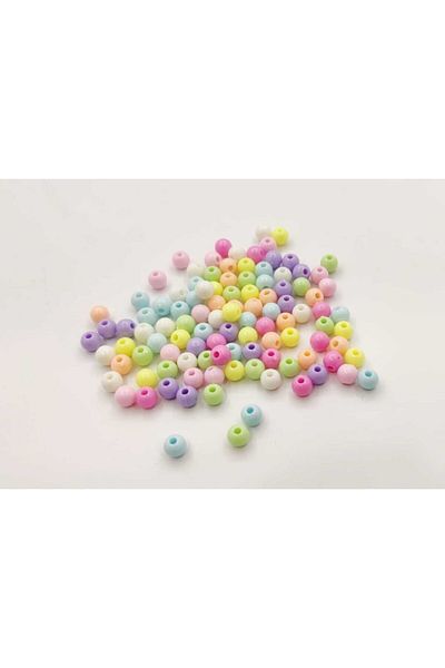 yiğit aksesuar 6mm 100 Pieces Pastel Mixed Color Round Plastic Beads, Jewelry Making Beads