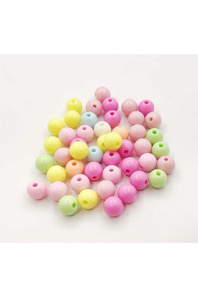 yiğit aksesuar 10mm 50 Pieces Pastel Mixed Color Round Plastic Beads, Jewelry Making Beads