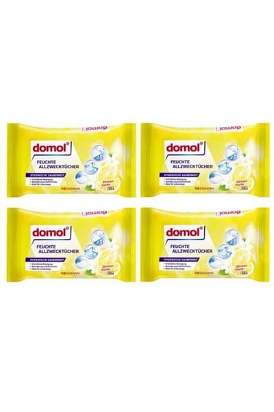 DOMOL Hygiene Wipes Multi-Purpose Cloth with Lemon 50 Pieces x 4 Packs
