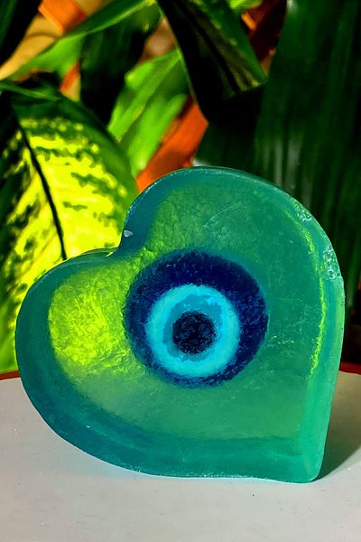 FANTASTİK SANAT ATÖLYESİ Decorative Gift Heart Figured Evil Eye Bead Model Decorative Hand Soap - 100% Natural